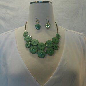 Joan Rivers Shimmering Floral Bib Necklace & Erring Set